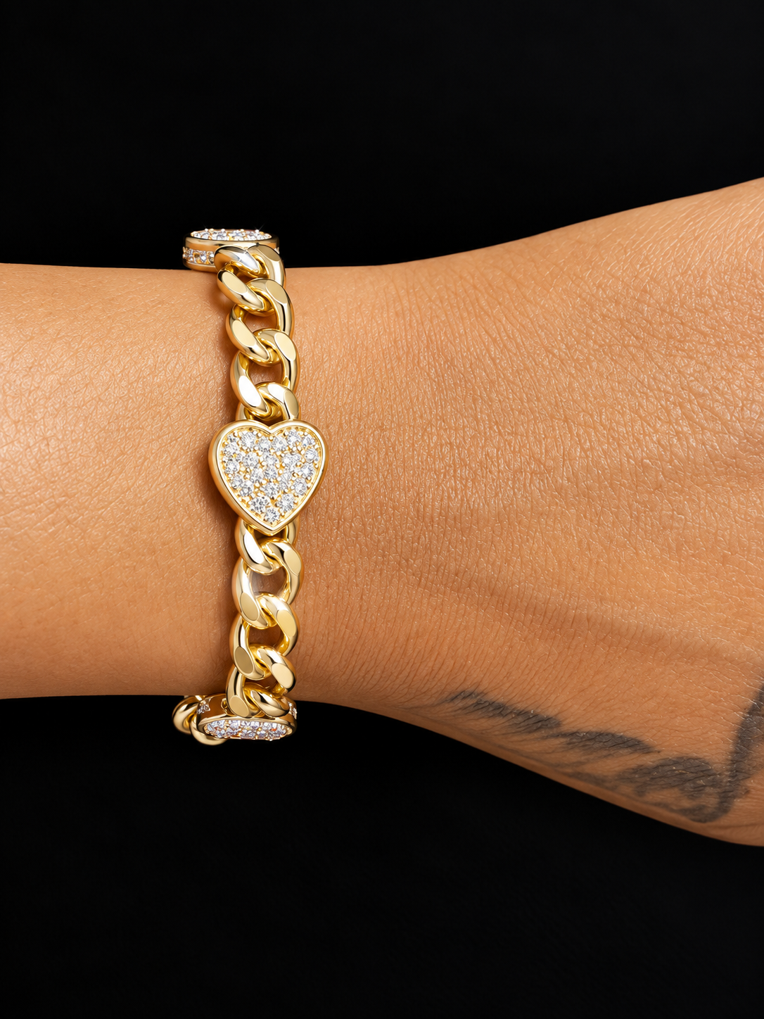 Lavish Heart of Gold Cuban Bracelet