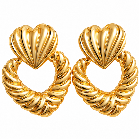 Lavish Golden Heart Statement Earrings
